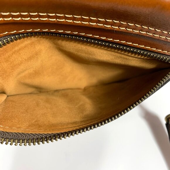 PATRICIA NASH Heritage Tan Leather Snap Flap Envelope Clutch Wristlet Flaw - Picture 5 of 8